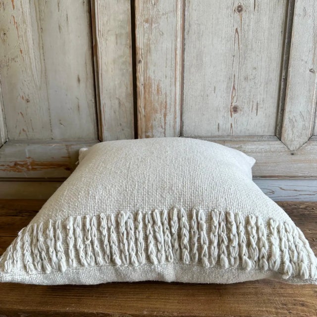 Off-white Hand Woven Wool Accent Pillow in Off White For Sale - Image 8 of 8