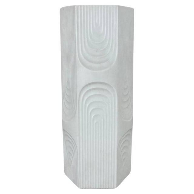Large Op Art Biscuit Porcelain Vase from AK Kaiser, 1970s For Sale - Image 16 of 16