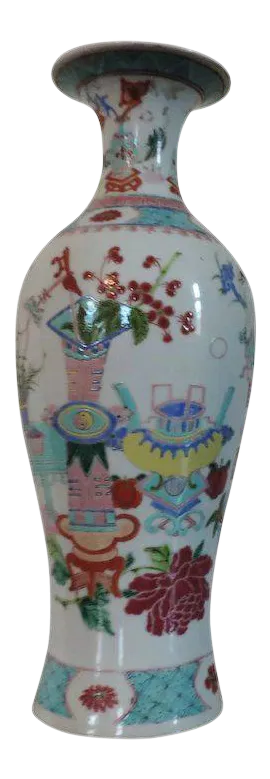 19th Century Chinese Porcelain Baluster Shaped Vase with Famille Rose Palette