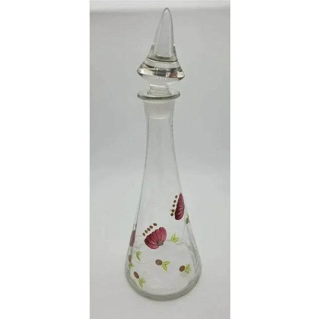 Hand Painted Glass Carafe with Cap, Italy, 1970s For Sale - Image 11 of 11