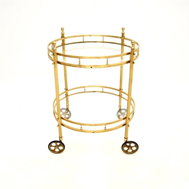 A fabulous vintage French brass drinks trolley. This was recently imported from France, it dates from the 1970’s. It is of...