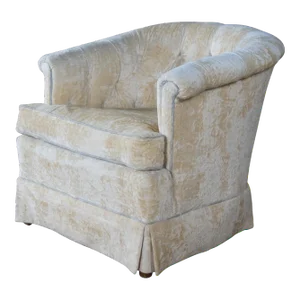 Mid 20th Century Hickory Tavern Mid Century Velvet Barrel Back Tufted Lounge Arm Chair