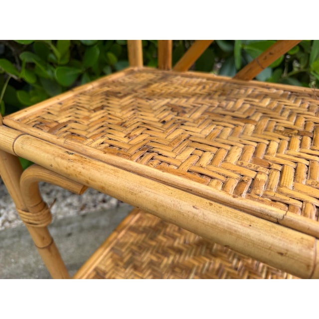 Vintage Fretwork Bamboo & Rattan Étagère For Sale - Image 9 of 12