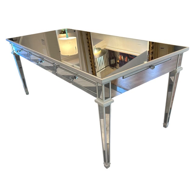 Silver Nancy Corzine Versailles Mirrored Writing Table Desk For Sale - Image 8 of 11