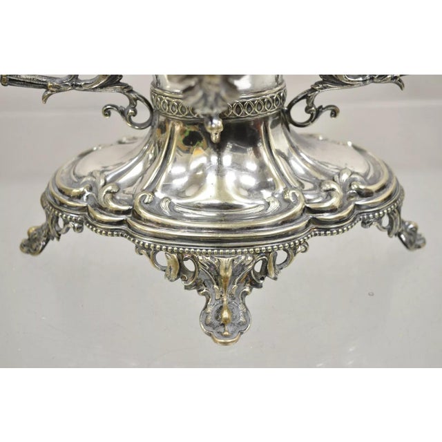 Metal Antique French Victorian Silver Plated Figural Centerpiece Bowl Pedestal Base For Sale - Image 7 of 12