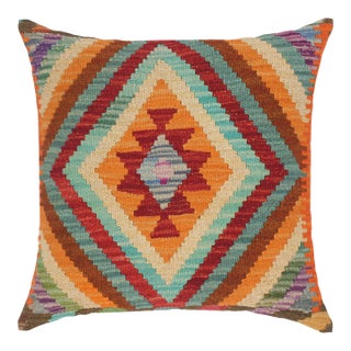Shabby Chic Turkish Alicia Hand Woven Kilim Throw Pillow For Sale