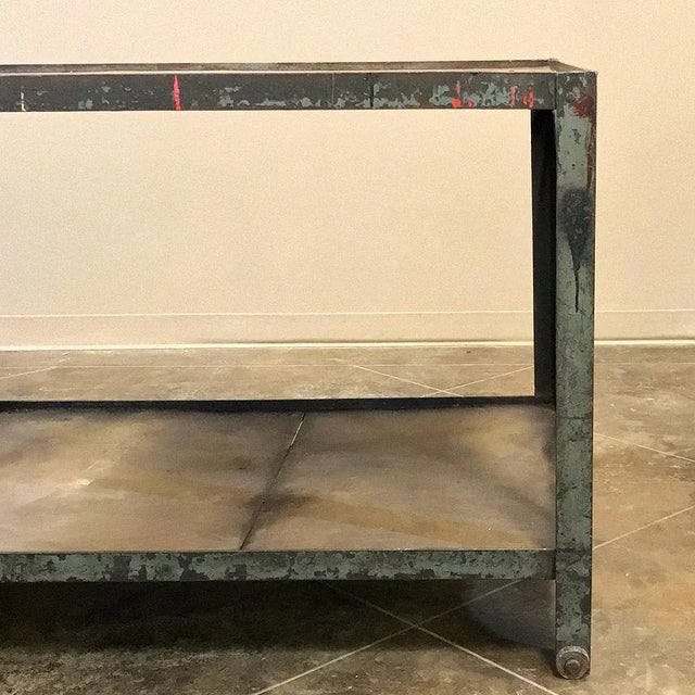 Metal Antique Industrial Steel Cart ~ Table For Sale - Image 7 of 11