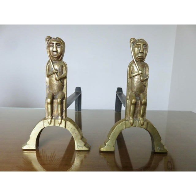Andirons in Gilt Bronze by Anton Prinner, 1930s, Set of 2 For Sale - Image 12 of 12