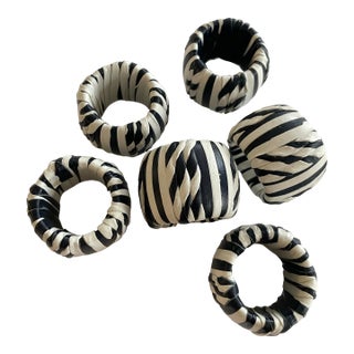Late 20th Century Striped Leather Napkin Rings For Sale