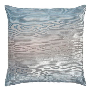 Kevin O'Brien Woodgrain Robin's Egg Cut Velvet 18" Pillow For Sale