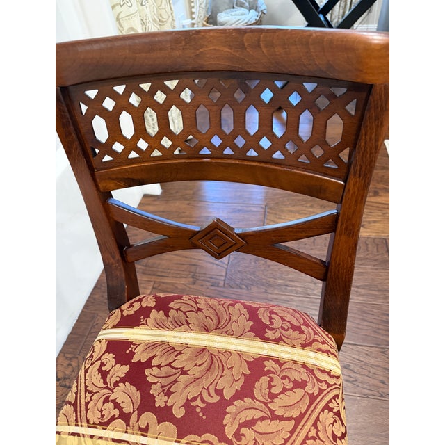 Vintage Mahogany Chippendale Pierced Lattice Window Bench For Sale - Image 4 of 7