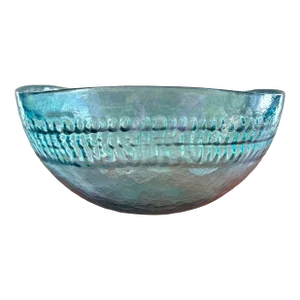 Vintage 1970s Blue Yalos Casa Murano Glass Bowl