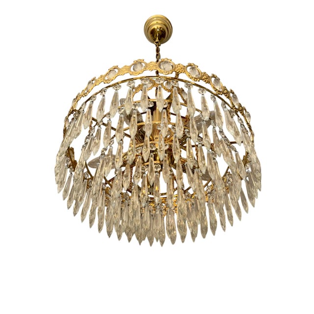 1950s French Empire Style Crystal Chandelier, Central Europe, 1950s For Sale - Image 5 of 8