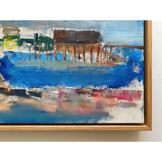 Jim Lyons Contemporary Provincetown " Captain Jack's Wharf " Abstract Expressionist Framed Original Plein Air Oil Painting For Sale - Image 16 of 17
