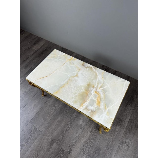 20th Century Gilt Bronze and Marble Coffee Table For Sale - Image 5 of 9