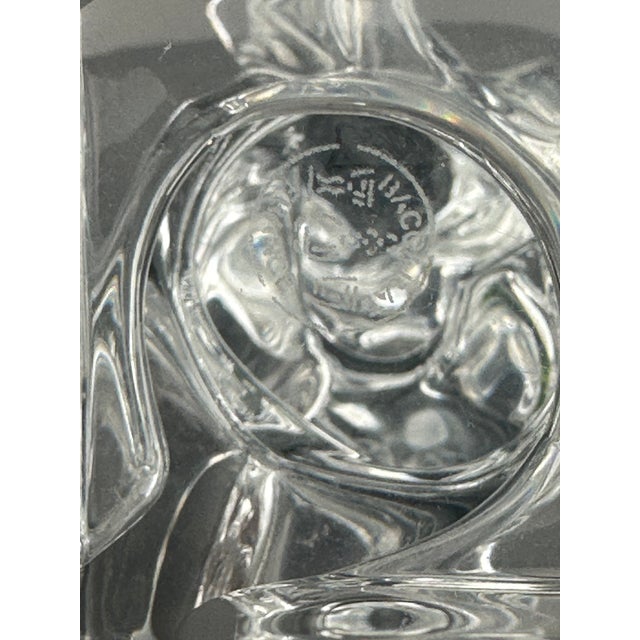 Glass Baccarat Crystal Cherub Figurine on Block Base – Signed – Angel With Trumpet (4.5") For Sale - Image 7 of 8