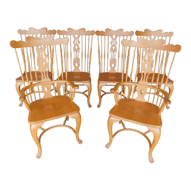 Virginia House Maple High Back Windsor Chairs - Set of 6 For Sale
