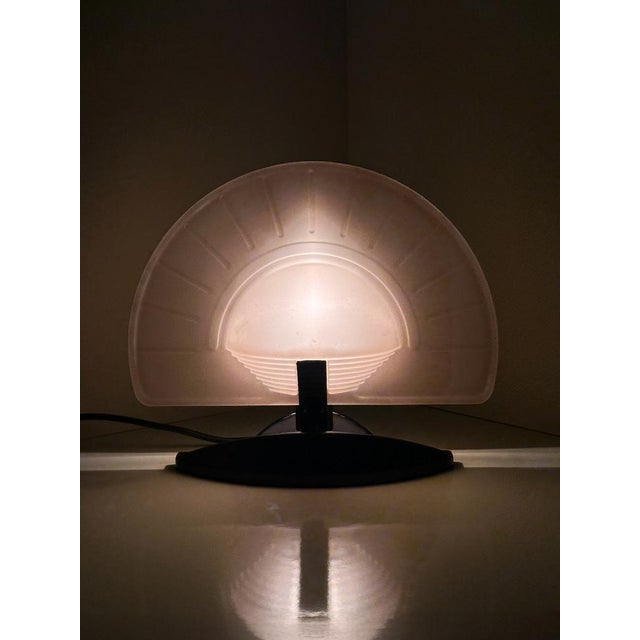 Glass Italian Art Deco Fan Table Lamp by Vincenzo Missanelli for Ladue, 1980s For Sale - Image 7 of 13