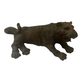 Antique Bronze Tiger Laying Down For Sale