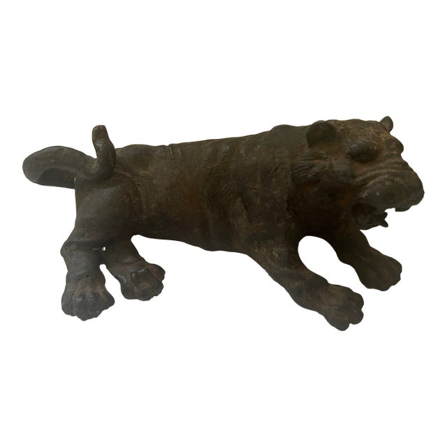 Antique Bronze Tiger Laying Down For Sale