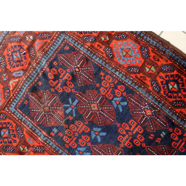 Textile 1880s, Handmade Antique Afghan Baluch Rug 3.1' X 7.1' For Sale - Image 7 of 13