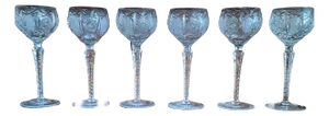 Vintage Hand-Cut Clear Crystal Wine Glasses, 1970s, Set of 6