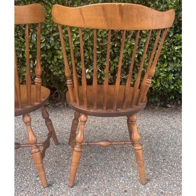 Wood Vintage Mid Twentieth Century S Bent & Bros Colonial Maple Wood Windsor Side Chairs, a Pair For Sale - Image 7 of 10