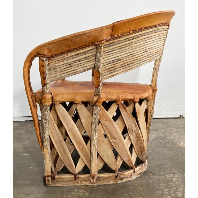 Wood Vintage Mexican Cedar Wood and Leather Equipale Lounge Chair For Sale - Image 7 of 10