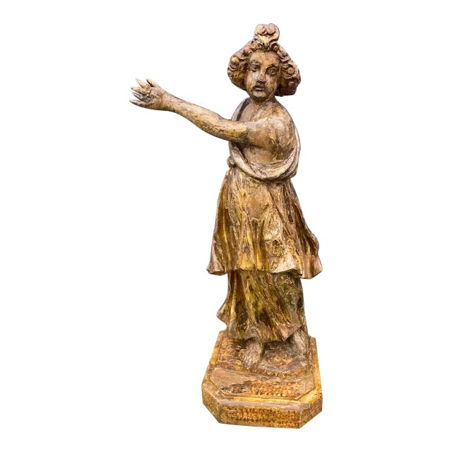 18th Century Italian Giltwood Figure For Sale