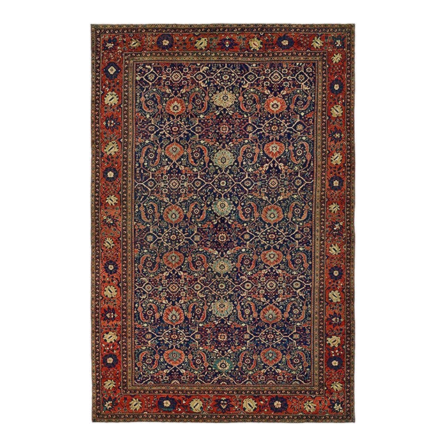 Oversize Antique Persian Wool Sultanabad Mahal Traditional Carpet - 12'10" x 19' For Sale