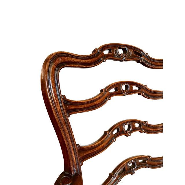 1940s 1940s Vintage Hand Carved Mahogany Lounge Chair For Sale - Image 5 of 10