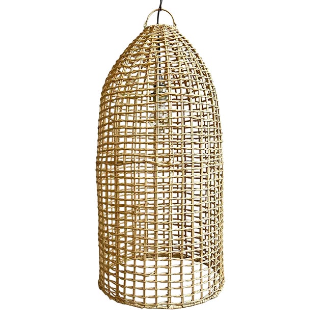 Rattan Basket Bottle Pendant Light For Sale