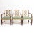 Set of three neoclassical armchairs made of mahogany with brass decoration and diamond-shaped strutting in the backrest....