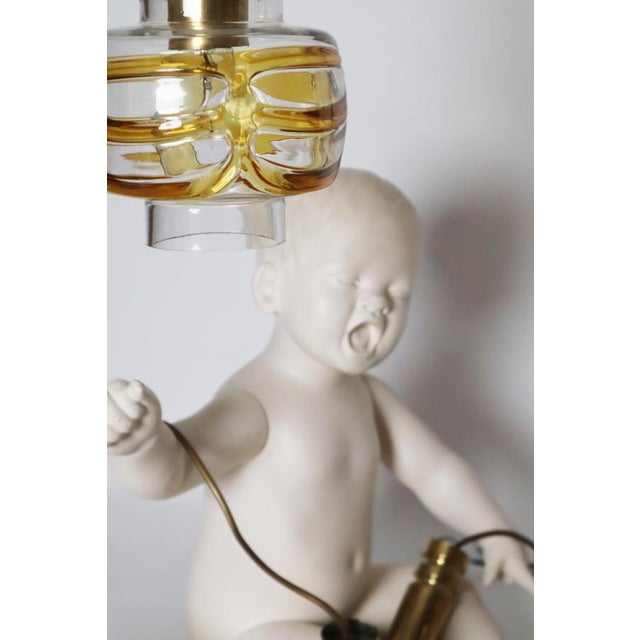 Mid-Century Murano Glass Pendant Lamp with Golden Yellow Waves and Brass, 1970s For Sale - Image 18 of 18