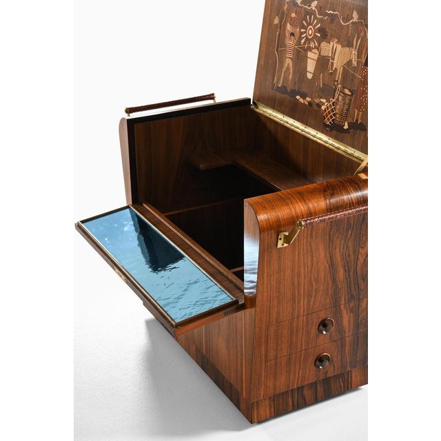 Bar Trolley in Brass and Rosewood from Erik Matsson, 1930s For Sale - Image 11 of 15