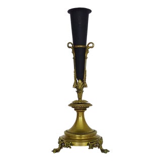 Napoleon III Cone-Shaped Vase with Bronze and Metal Frame, 1800s For Sale