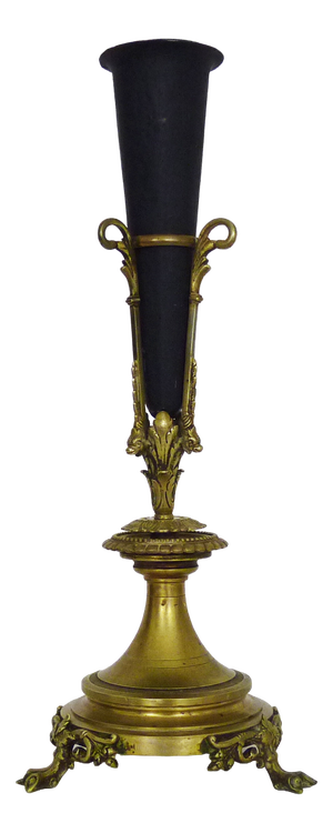 Napoleon III Cone-Shaped Vase with Bronze and Metal Frame, 1800s