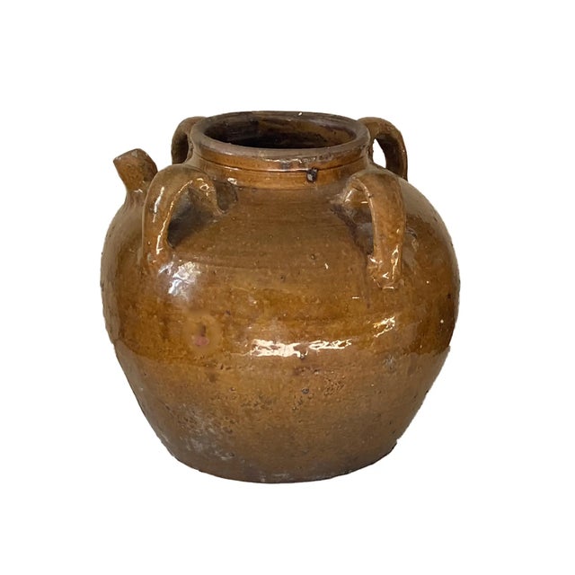 Asian Old Asian Earthenware Pottery Storage Jar For Sale - Image 3 of 6