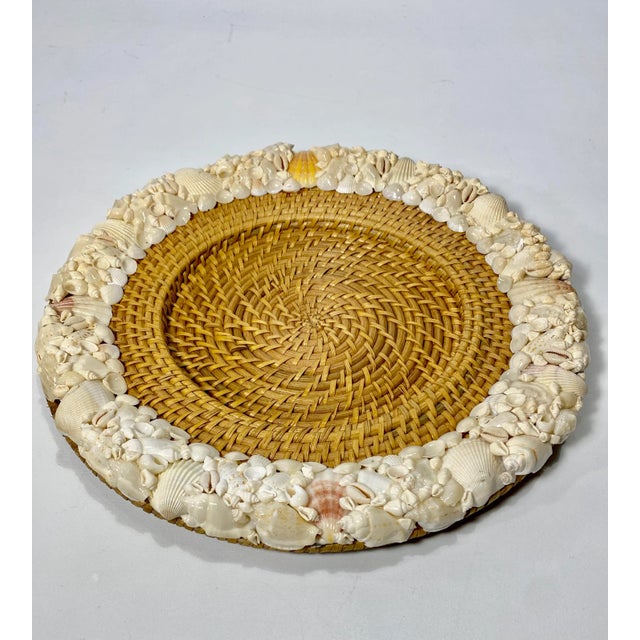 Sea Shell Encrusted Rattan Charger Plate Add to your Sea Shell motif by using as focal point for a centerpiece, hang on...