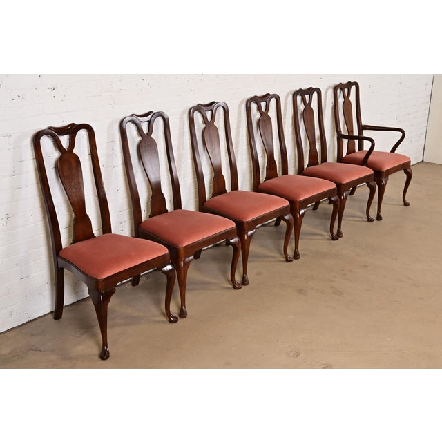 Henredon Henredon Queen Anne Solid Mahogany Dining Chairs, Set of Six For Sale - Image 4 of 14