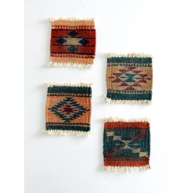 Vintage Southwestern Textile Coasters Set 4 For Sale - Image 6 of 11