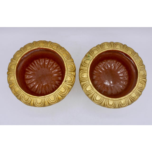 Ceramic Mid Century Italian Gold Leaf Gilt Terra Cotta Urns For Sale - Image 7 of 12