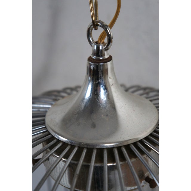 Metal Mid-Century Modern Chrome Wire Bird Cage Swag Pendant Light For Sale - Image 7 of 12