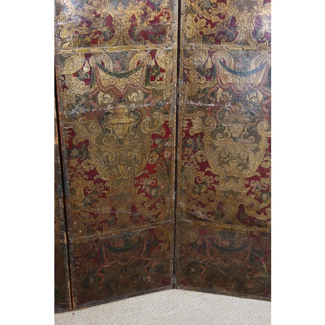 Cordovan Leather Screen, 17th Century For Sale - Image 10 of 12