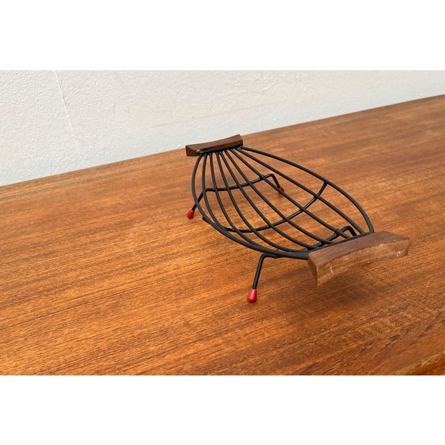 Mid-Century String Fruit Bowl with Teak Handle, 1960s For Sale - Image 9 of 17