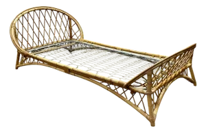 Rattan Bed with Metal Base, 1960s