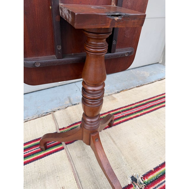 Mid 19th Century A Antique English Victorian Mahogany Tilt Top Candle Stand, Circa 1850's For Sale - Image 5 of 12