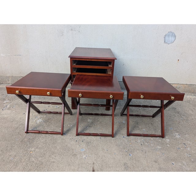 Vintage Allen Classics Mahogany Side Table Cabinet With 3 Tray Tables For Sale In Washington DC - Image 6 of 11
