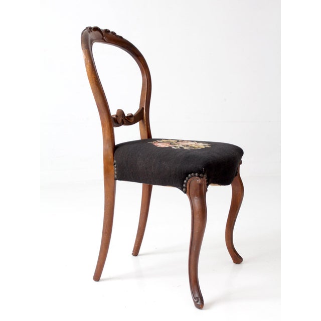 Antique Victorien Balloon Back Chair With Floral Needpoint Upholstery For Sale - Image 13 of 15