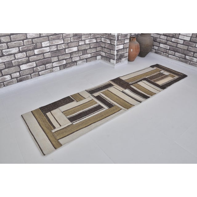 Turkish Vintage Handwoven Decorative Hallway Kilim Runner For Sale - Image 3 of 10